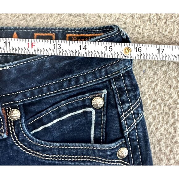 Y2K Rock Revival Easy Straight Jeans Heather Bling Embellished Flap Pocket - Picture 9 of 16